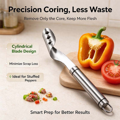 Stainless Steel Pepper Corer Seed Remover Tool, Chili Bell Pepper Core Deseeder 🔪