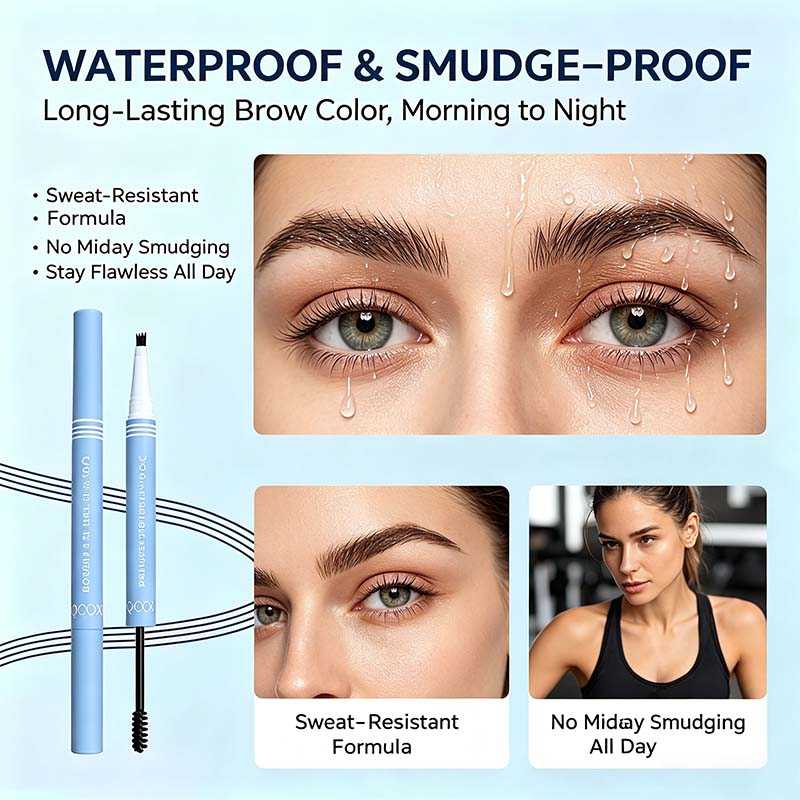 2-in-1 Waterproof Micro-Fork Eyebrow Pen-Tinted Gel Cosmetic, Long-Lasting Brow Styling Tool🖊️