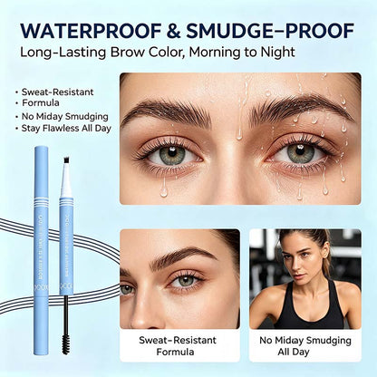2-in-1 Waterproof Micro-Fork Eyebrow Pen-Tinted Gel Cosmetic, Long-Lasting Brow Styling Tool🖊️
