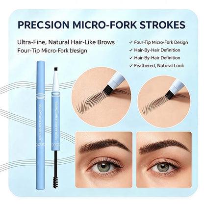 2-in-1 Waterproof Micro-Fork Eyebrow Pen-Tinted Gel Cosmetic, Long-Lasting Brow Styling Tool🖊️