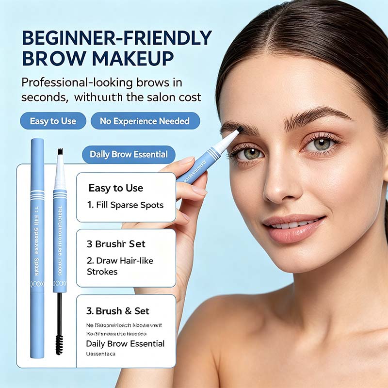 2-in-1 Waterproof Micro-Fork Eyebrow Pen-Tinted Gel Cosmetic, Long-Lasting Brow Styling Tool🖊️