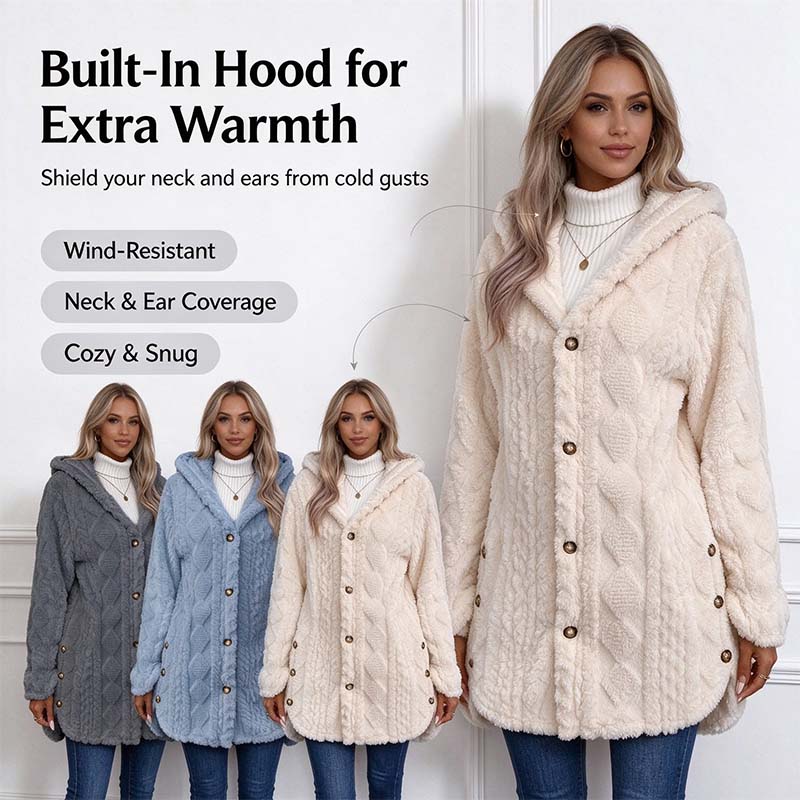Women's Hooded Double-Sided Fleece Cardigan Long Sleeve Casual Warm Outerwear 🧥