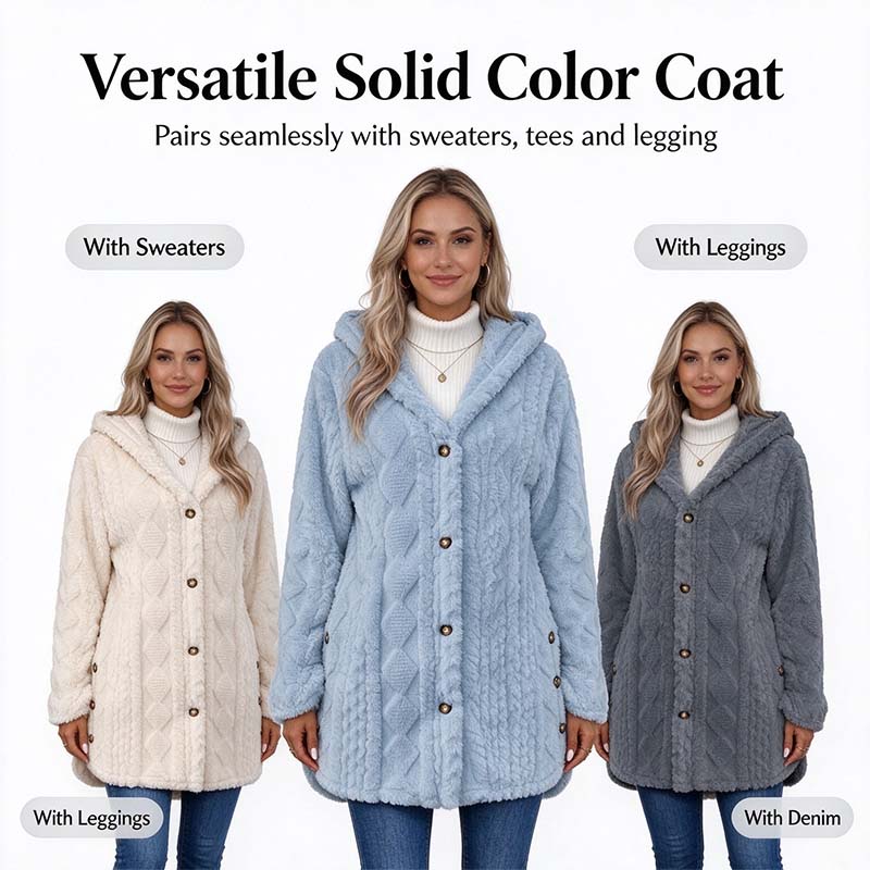 Women's Hooded Double-Sided Fleece Cardigan Long Sleeve Casual Warm Outerwear 🧥