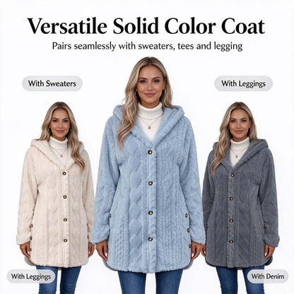 Women's Hooded Double-Sided Fleece Cardigan Long Sleeve Casual Warm Outerwear 🧥