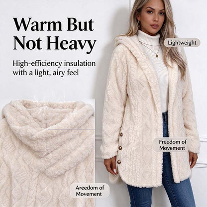 Women's Hooded Double-Sided Fleece Cardigan Long Sleeve Casual Warm Outerwear 🧥