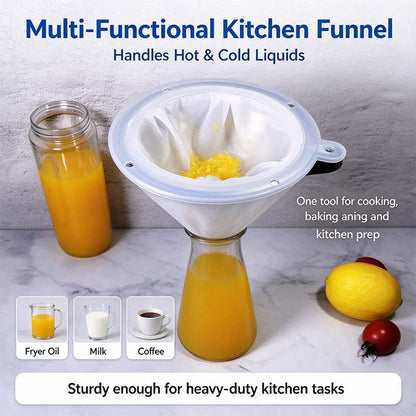 Funnel for Filling Bottles, 5 Inch Food Grade Stainless Steel Kitchen Funnel with 200 Mesh Filter Strainer🔥