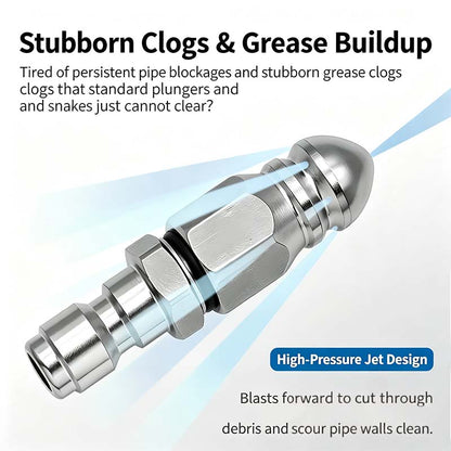 Washer Sewer Jetter Nozzle with Stainless Steel, Mini Compact Durable Sewer Jet Nozzle💧