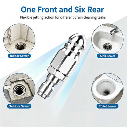 Washer Sewer Jetter Nozzle with Stainless Steel, Mini Compact Durable Sewer Jet Nozzle💧