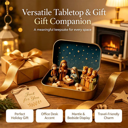 Religious Pocket-Size Mini Nativity Scene Set with Storage Box🎁