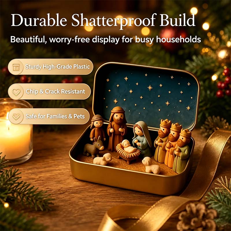 Religious Pocket-Size Mini Nativity Scene Set with Storage Box🎁