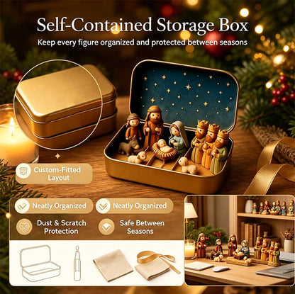 Religious Pocket-Size Mini Nativity Scene Set with Storage Box🎁