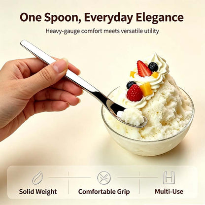 316L Stainless Steel Dessert Spade Spoon, Mirror Polished Thick Multi‑Purpose Spoon🍨
