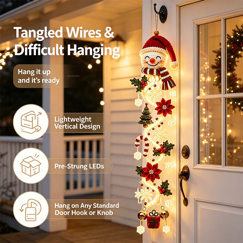 Glowing Christmas Door Hanger, Lighted Vertical Holiday Decor🎄