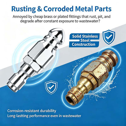 Washer Sewer Jetter Nozzle with Stainless Steel, Mini Compact Durable Sewer Jet Nozzle💧