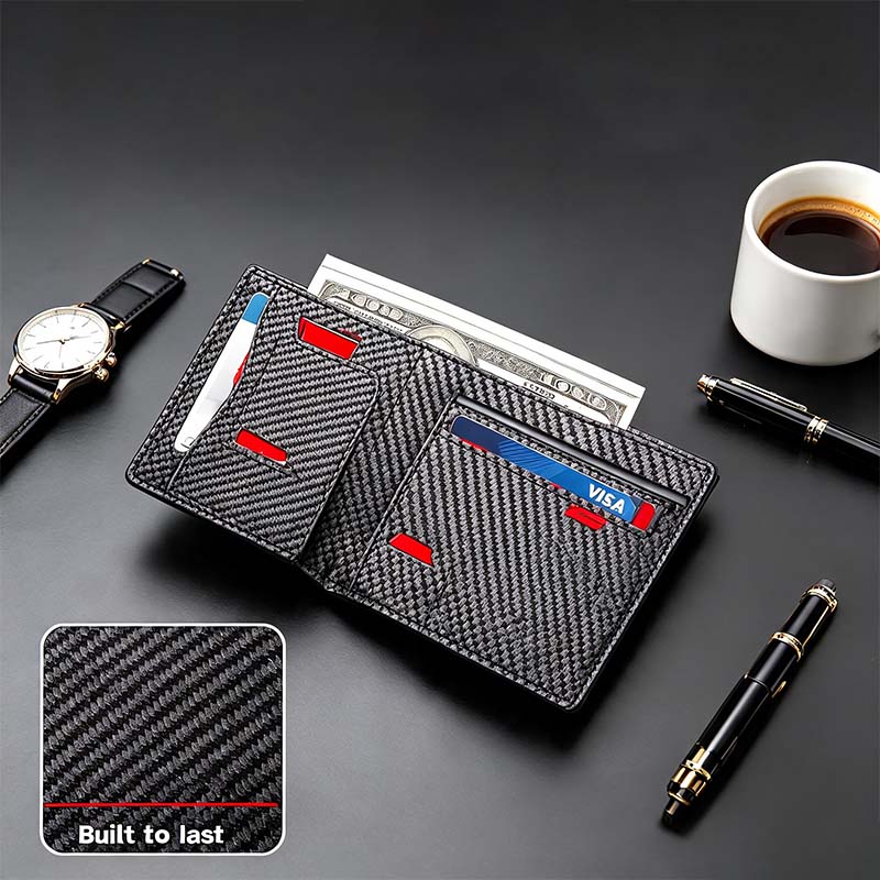 Men's RFID Minimalist Bifold Wallet - 1 ID Window, Pop-Up Card Holder, Money Clip💳