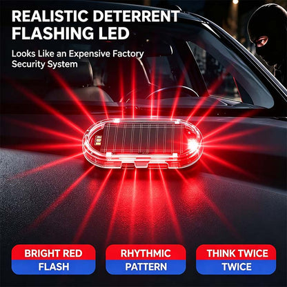 2PCS Solar Powered Fake Car Alarm Light, Auto Light Sensor LED Simulated Security Warning Light🚨