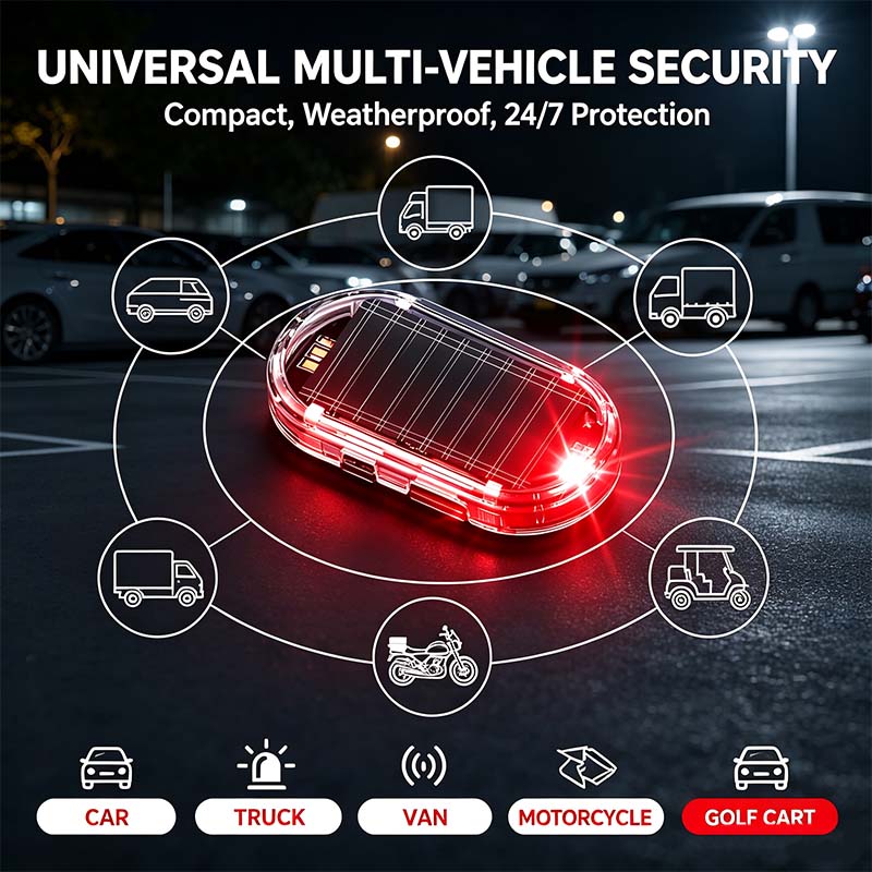 2PCS Solar Powered Fake Car Alarm Light, Auto Light Sensor LED Simulated Security Warning Light🚨