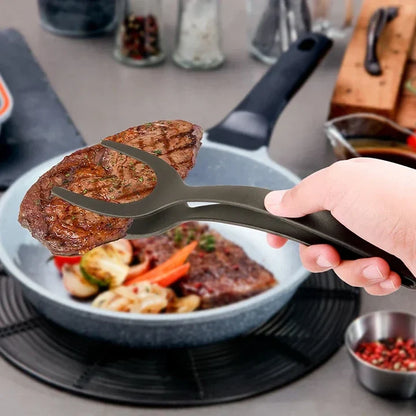 Grip & Flip Spatula Tongs - Sturdy, Durable Non-Stick Egg Flipper & Food Turner🥢