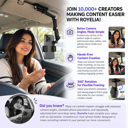 Foldable Car Phone Holder for Sun Visor, Adjustable Arm with 360° Phone Rotation 🚗📱