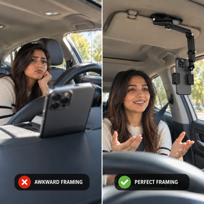 Foldable Car Phone Holder for Sun Visor, Adjustable Arm with 360° Phone Rotation 🚗📱