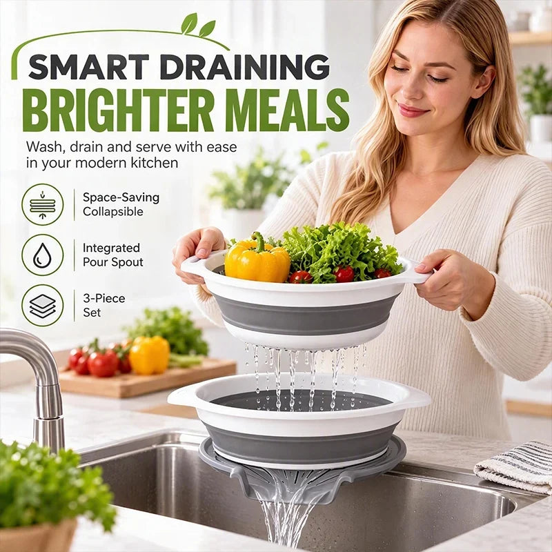 Collapsible Colanders 3-Pack Sturdy Kitchen Strainer Set 🥗