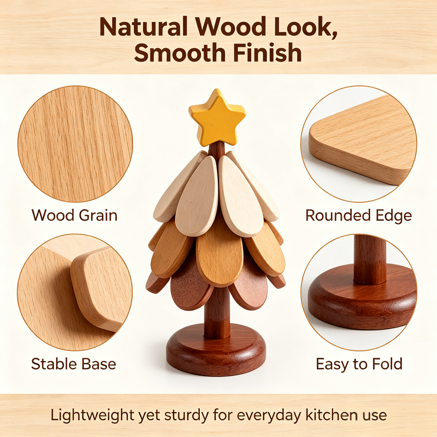 Wooden One Tree Solid Wood Coaster, Desktop Insulation Cup Mat, Festival Christmas Decor & Gift🌳