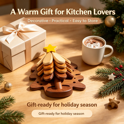 Wooden One Tree Solid Wood Coaster, Desktop Insulation Cup Mat, Festival Christmas Decor & Gift🌳