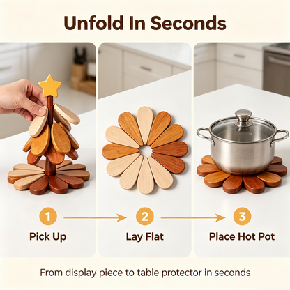 Wooden One Tree Solid Wood Coaster, Desktop Insulation Cup Mat, Festival Christmas Decor & Gift🌳