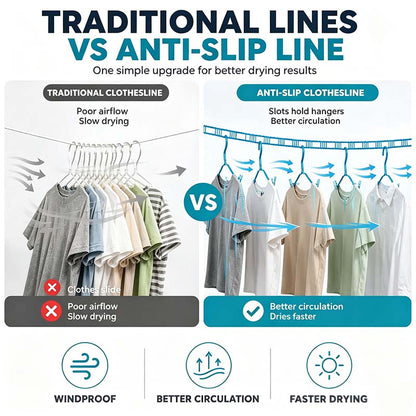 3 Roll Portable Clothesline – 196.85 Inch Adjustable Laundry Line, Windproof & Non-Slip, Easy Setup🌀