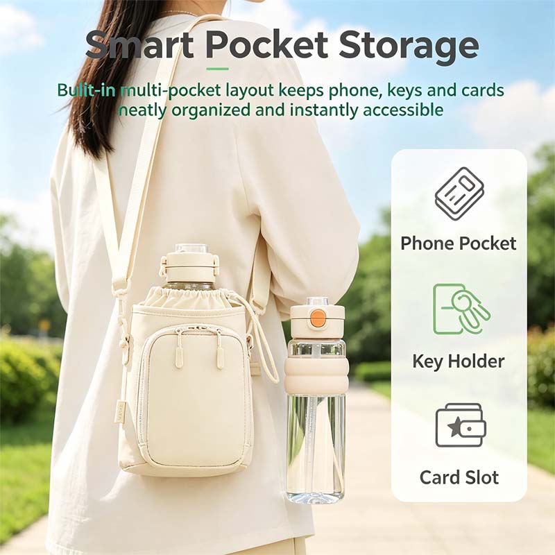 Stylish Crossbody Water Bottle Bag with Multiple Pockets Adjustable Shoulder Strap💧🎒