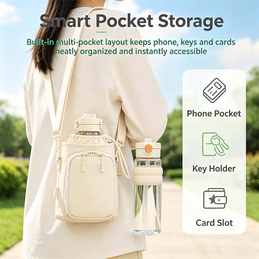 Stylish Crossbody Water Bottle Bag with Multiple Pockets Adjustable Shoulder Strap💧🎒