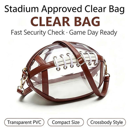 Clear Football Shaped Crossbody Bag Transparent PVC Stadium Approved Game Day Bag 🏈