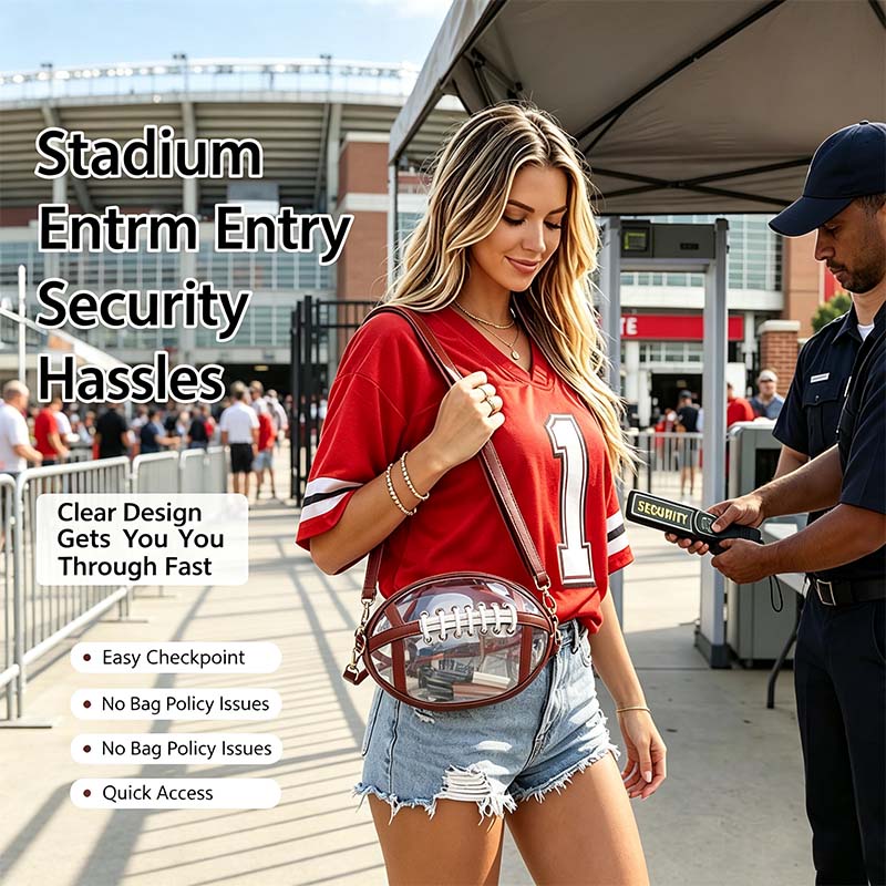 Clear Football Shaped Crossbody Bag Transparent PVC Stadium Approved Game Day Bag 🏈