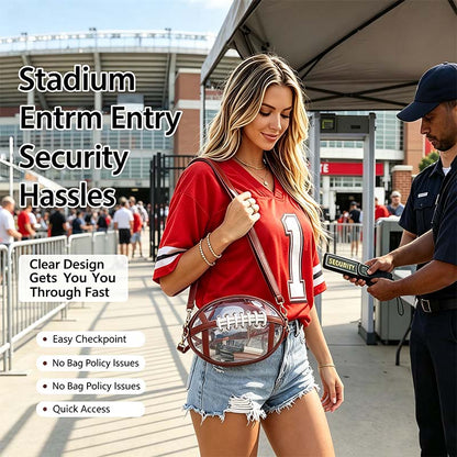 Clear Football Shaped Crossbody Bag Transparent PVC Stadium Approved Game Day Bag 🏈
