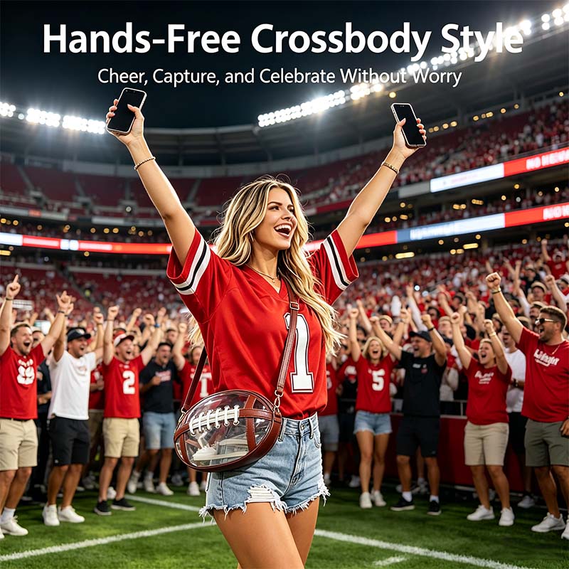 Clear Football Shaped Crossbody Bag Transparent PVC Stadium Approved Game Day Bag 🏈