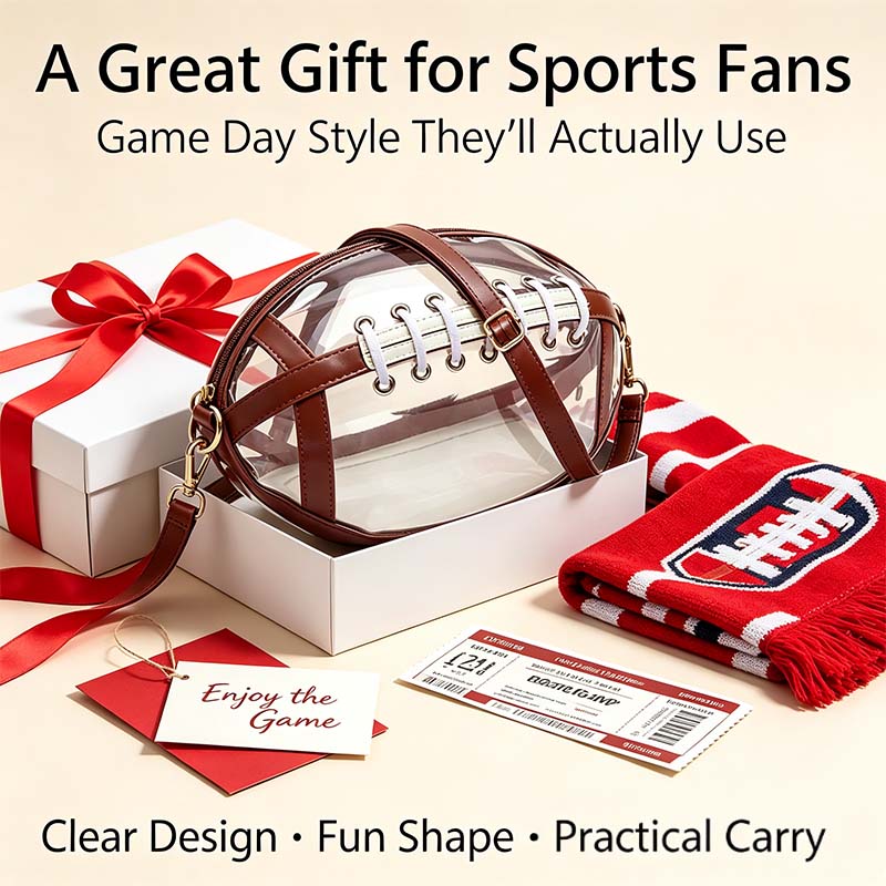 Clear Football Shaped Crossbody Bag Transparent PVC Stadium Approved Game Day Bag 🏈