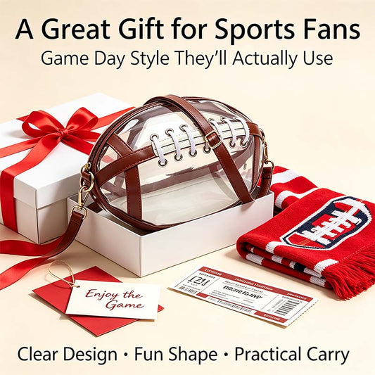 Clear Football Shaped Crossbody Bag Transparent PVC Stadium Approved Game Day Bag 🏈