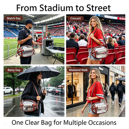 Clear Football Shaped Crossbody Bag Transparent PVC Stadium Approved Game Day Bag 🏈