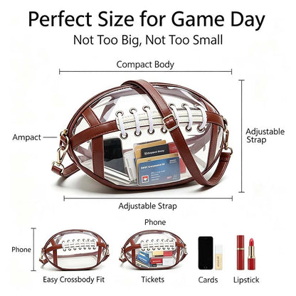 Clear Football Shaped Crossbody Bag Transparent PVC Stadium Approved Game Day Bag 🏈