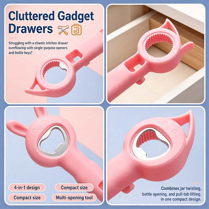 4-in-1 Multi-Function Bottle & Jar Opener, Bunny-Shaped Kitchen Opener Tool  🐰