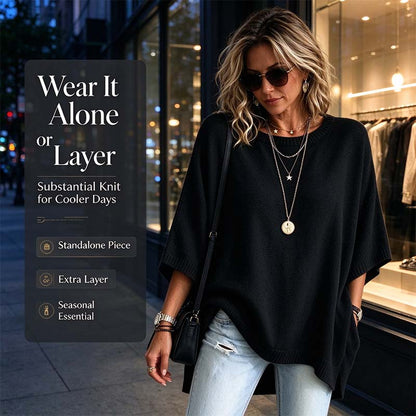 Loose-Fitting, Solid-Color, Casual Knit Sweater for Women, Perfect as An Outer Layer 👚