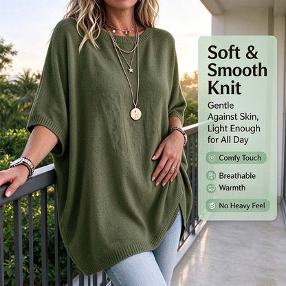 Loose-Fitting, Solid-Color, Casual Knit Sweater for Women, Perfect as An Outer Layer 👚
