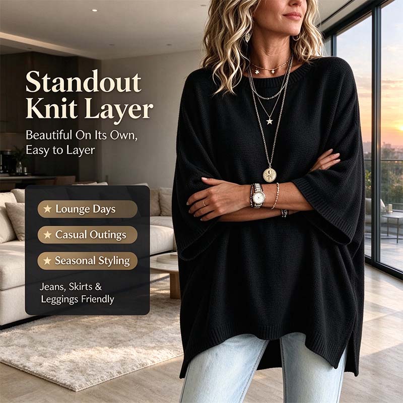 Loose-Fitting, Solid-Color, Casual Knit Sweater for Women, Perfect as An Outer Layer 👚