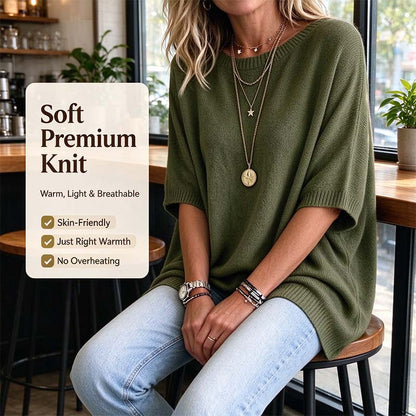 Loose-Fitting, Solid-Color, Casual Knit Sweater for Women, Perfect as An Outer Layer 👚