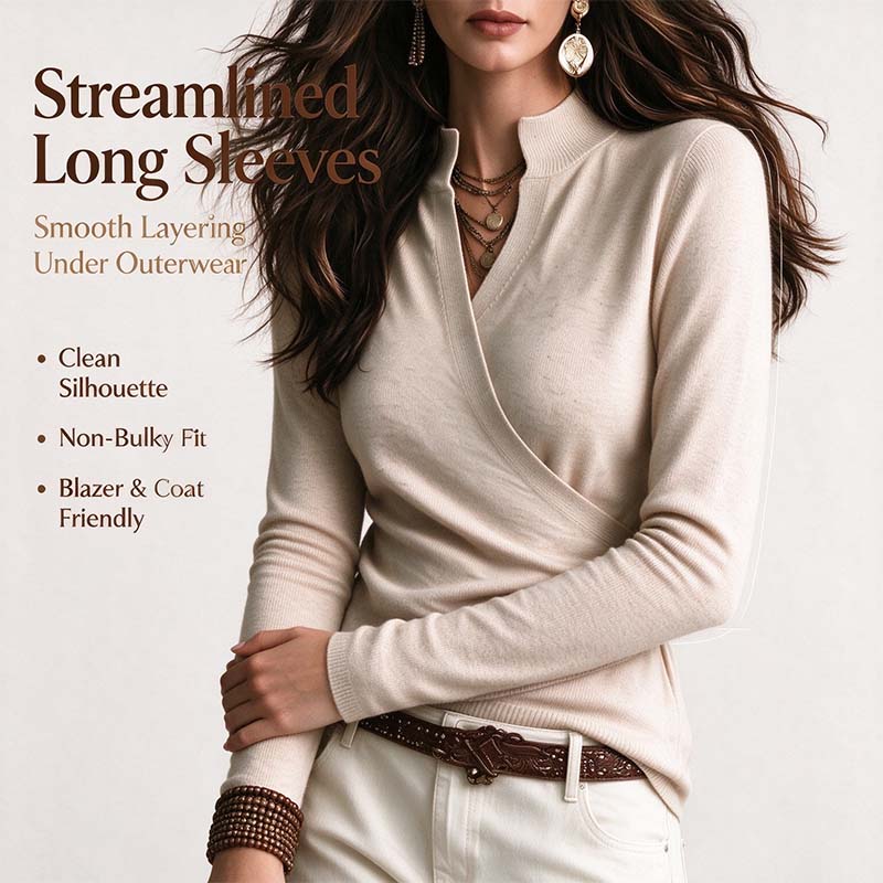 Early Autumn Fake Neck Cross Wrap Sweater for Women 👠