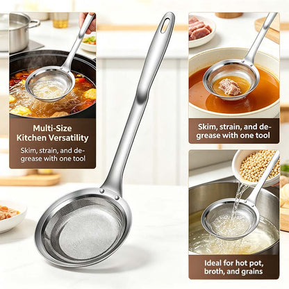 2-Piece Stainless Steel Fine Mesh Skimmer Spoons, Multi-Size Hot Pot Fat Skimmers 🍲