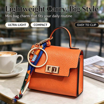4pcs Mini Square Bag Pendant Keychain - High Quality Leather with Colorful Strap 🎒