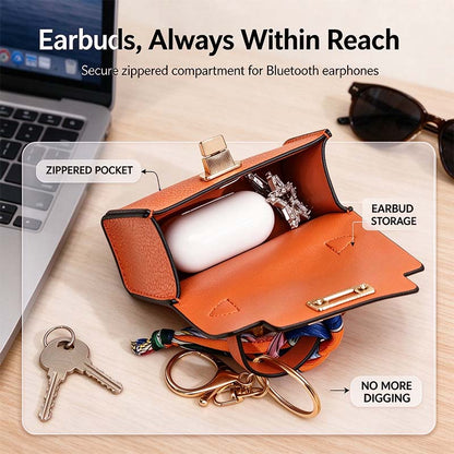 4pcs Mini Square Bag Pendant Keychain - High Quality Leather with Colorful Strap 🎒