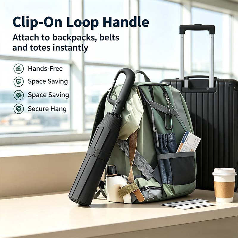 Automatic Folding Umbrella,Portable Rain Umbrella with Loop Buckle☂️