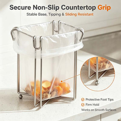 Easy to Disposal, Just Hook the Trash Bag, Foldable 304 Stainless Steel Trash Bag Holder🗑️